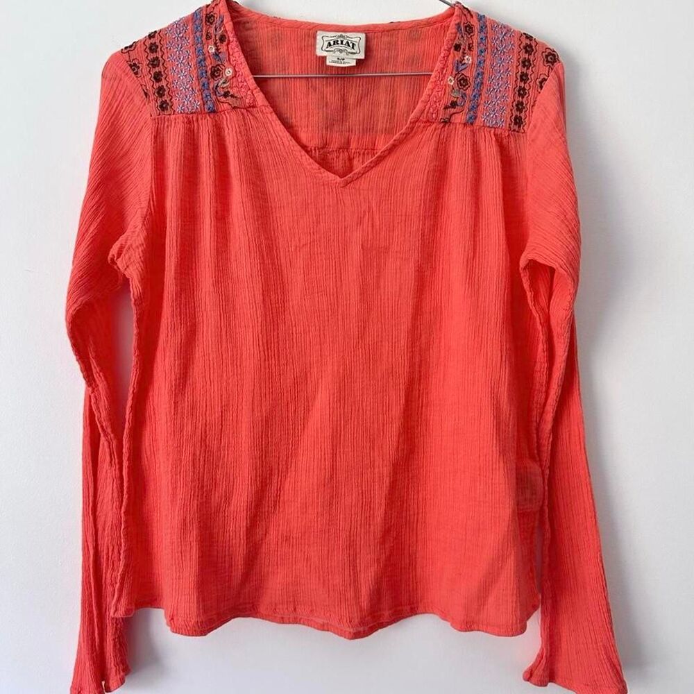 Ariat Coral long sleeve blouse with embroidered floral Cotton Small Women